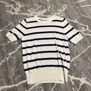 Zara Top Cream & Navy Blue